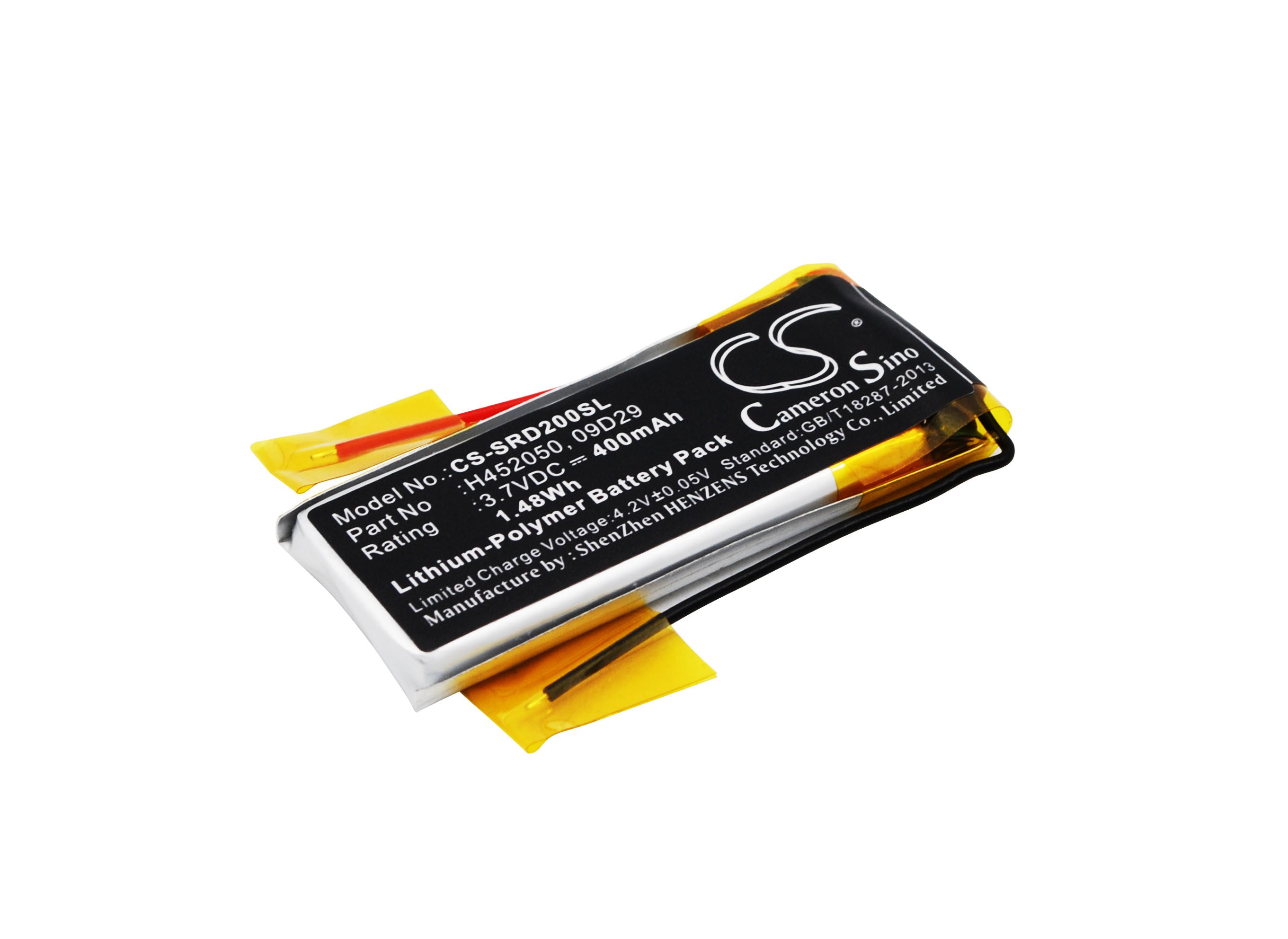 400mAh Battery - CS-SRD200SL / Li-Polymer / Volts: 3.7
