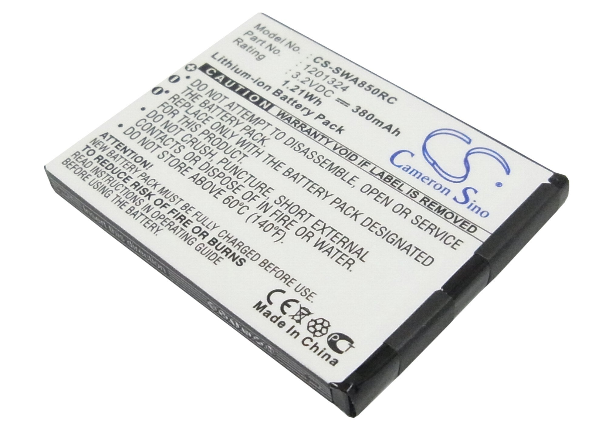 380mAh Battery - CS-SWA850RC / Li-ion / Volts: 3.2
