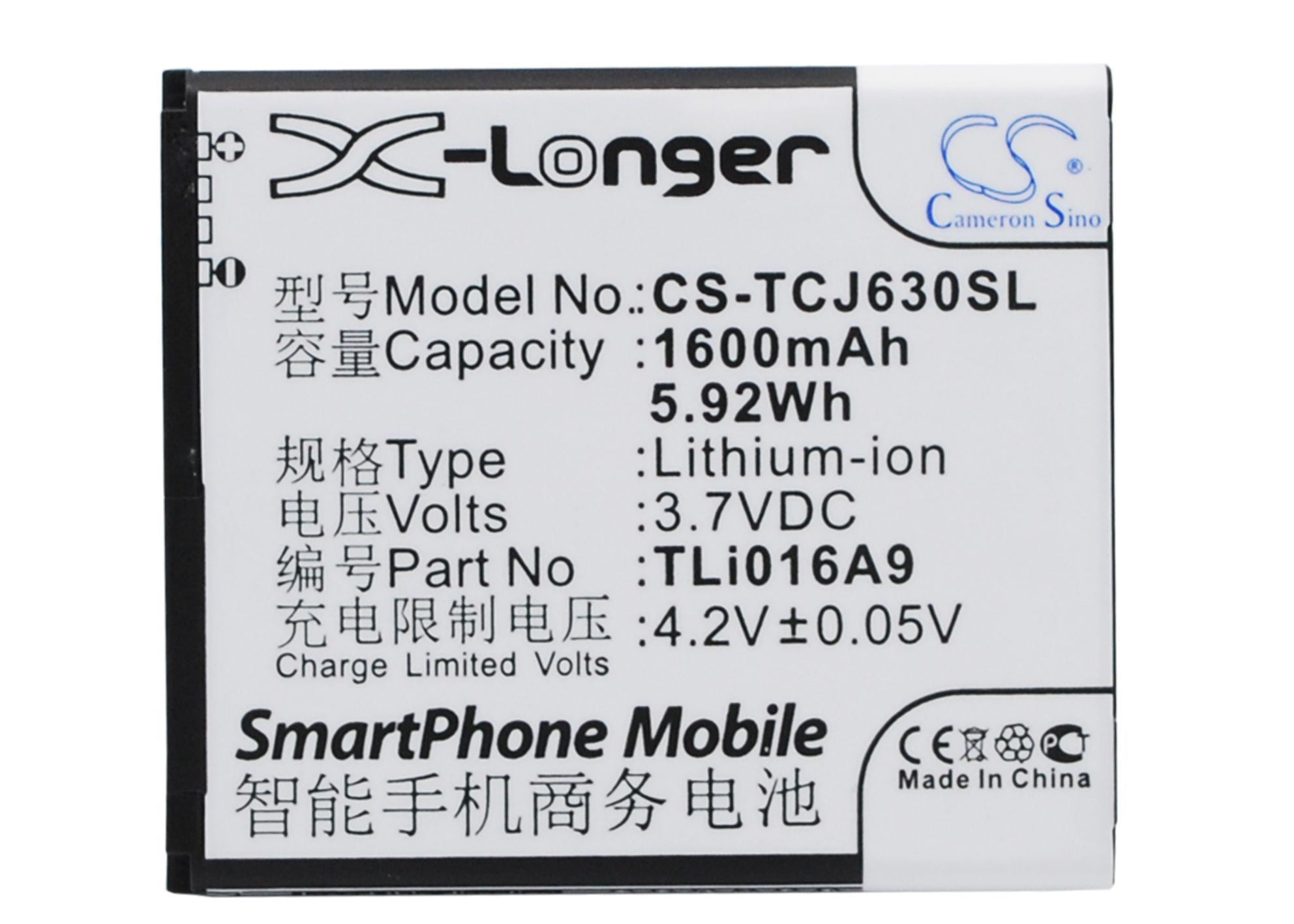 1600mAh Battery - CS-TCJ630SL / Li-ion / Volts: 3.7