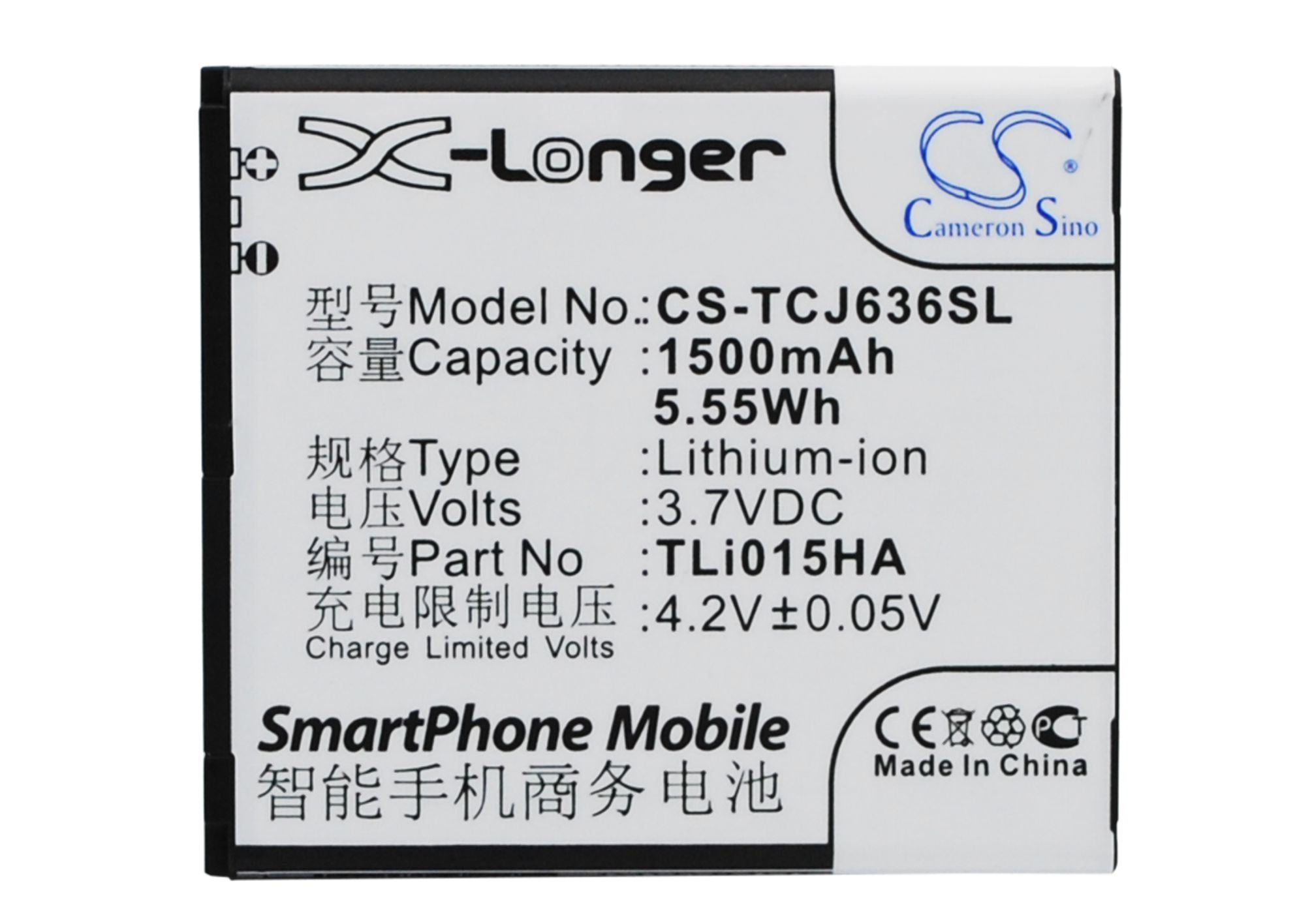 1500mAh Battery - CS-TCJ636SL / Li-ion / Volts: 3.7