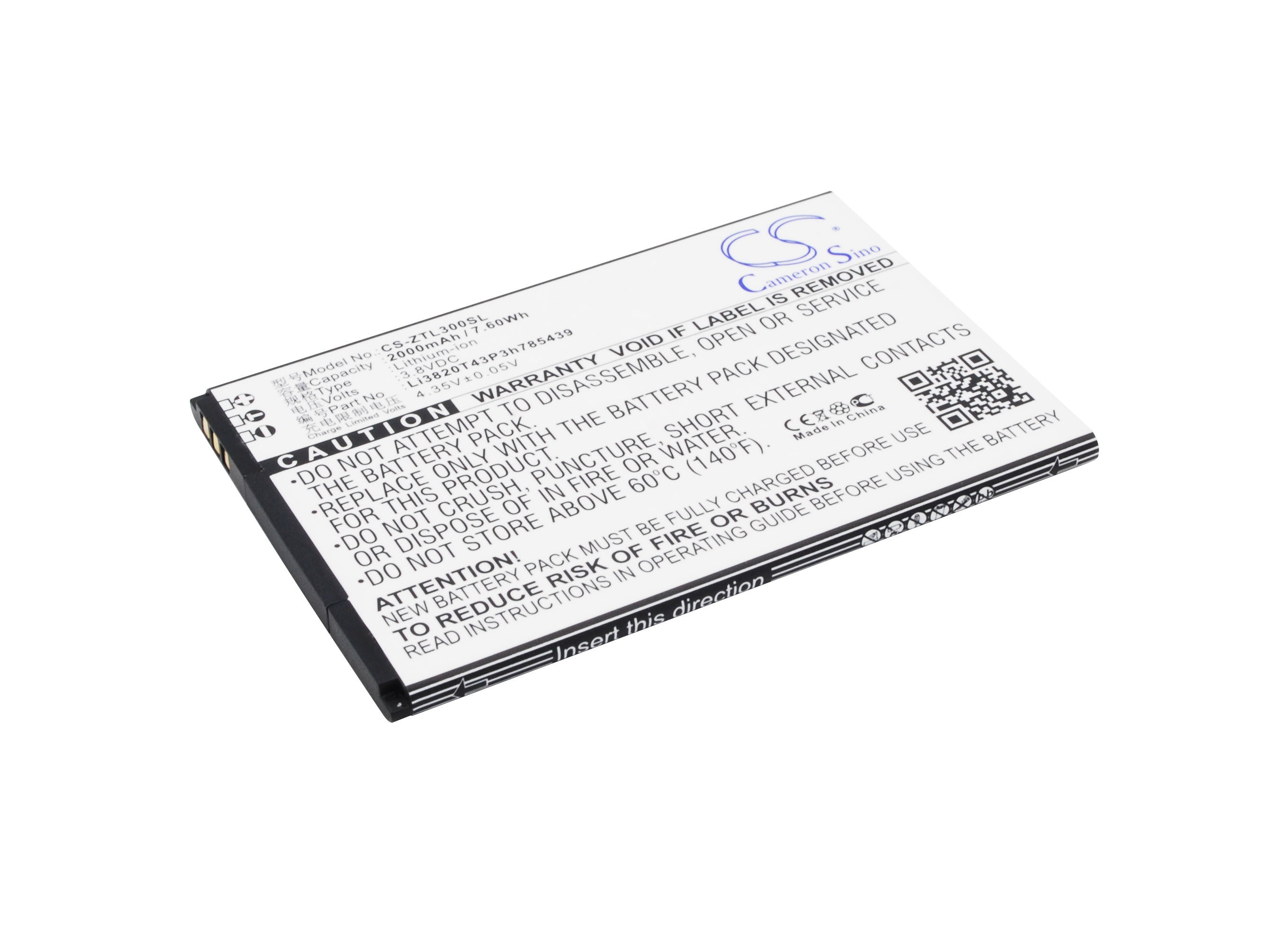 2000mAh Battery - CS-ZTL300SL / Li-ion / Volts: 3.8