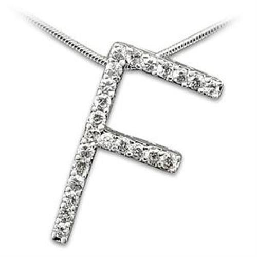LOA257 - High-Polished 925 Sterling Silver Pendant with AAA Grade CZ in Clear