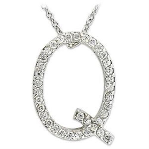LOA264 - High-Polished 925 Sterling Silver Pendant with AAA Grade CZ in Clear