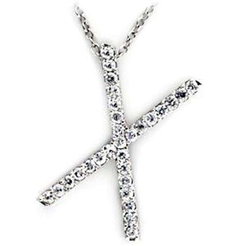 LOA267 - High-Polished 925 Sterling Silver Pendant with AAA Grade CZ in Clear