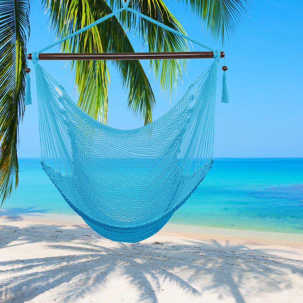 Caribbean Large Hammock Chair Swing Seat Hanging Chair with Tassels Tan XH
