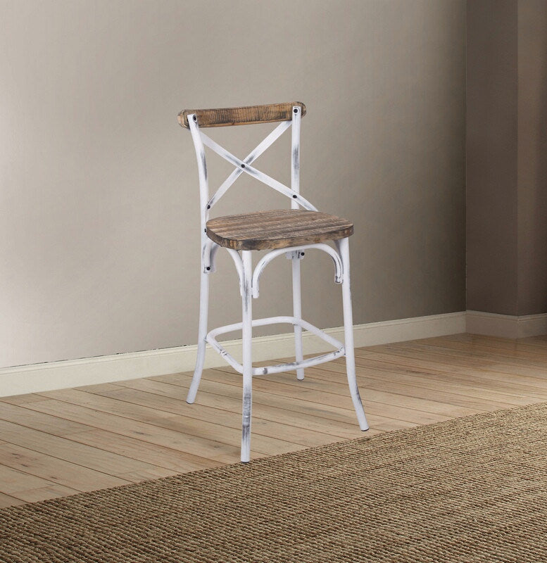 Zaire Bar Chair (1Pc) in Antique White & Antique Oak YF