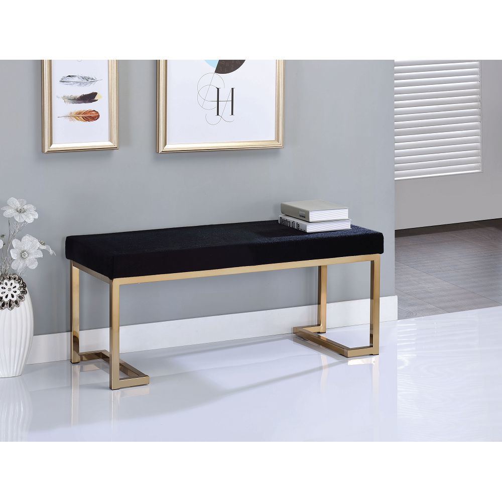 Boice Bench in Black Fabric & Champagne YF