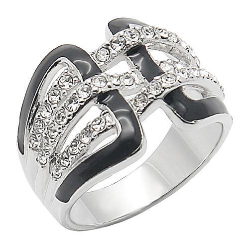 0W258 - Rhodium Brass Ring with AAA Grade CZ in Clear