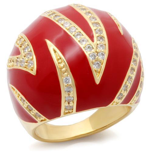 0W229 - Gold Brass Ring with AAA Grade CZ in Clear