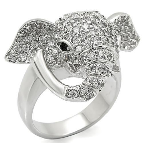 0W280 - Rhodium Brass Ring with Top Grade Crystal in Jet
