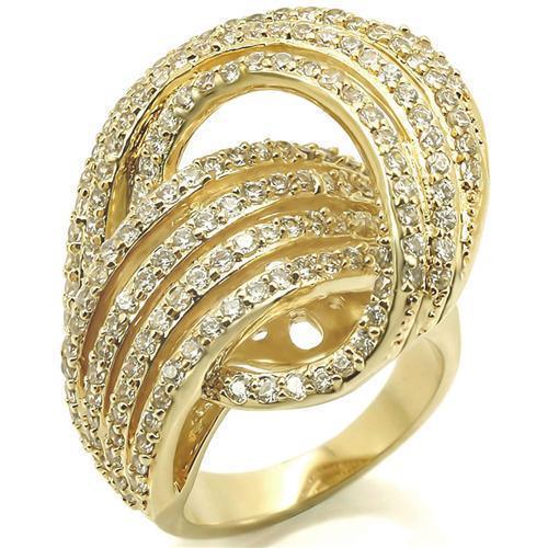 0W316 - Gold Brass Ring with AAA Grade CZ in Clear