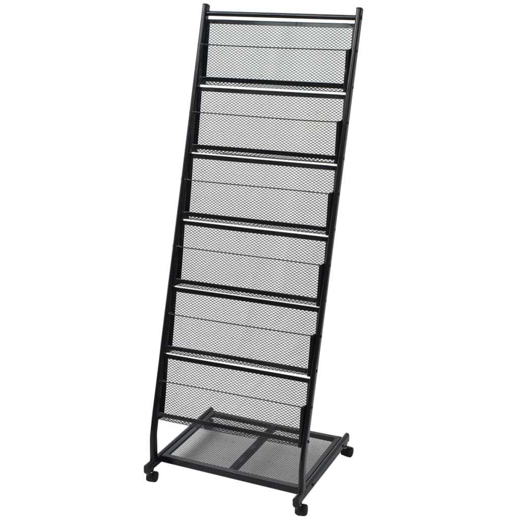 Magazine Rack 18.7"x16.9"x52.4" Black A4