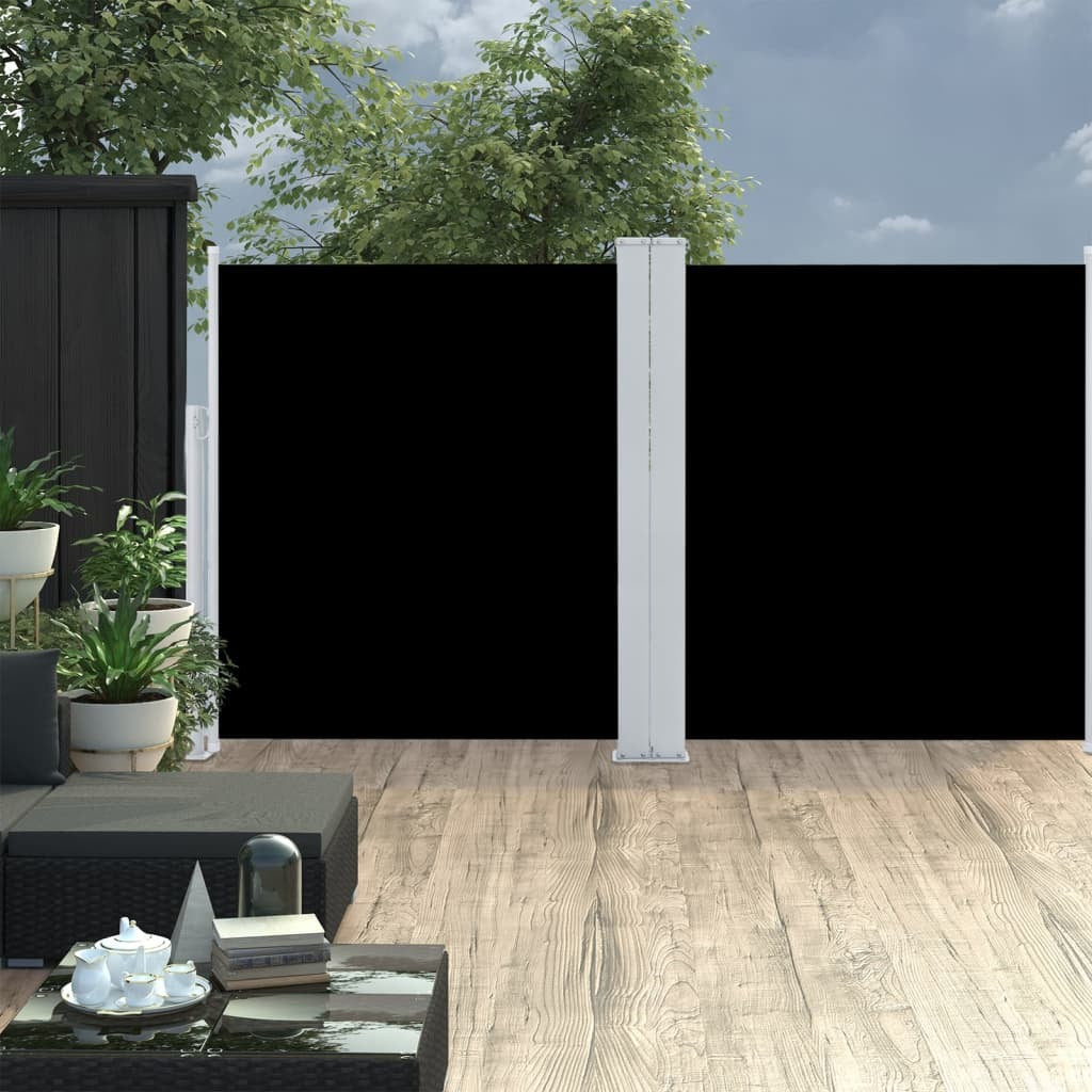 Patio Retractable Double Side Awning 66.9"x236.2" Black