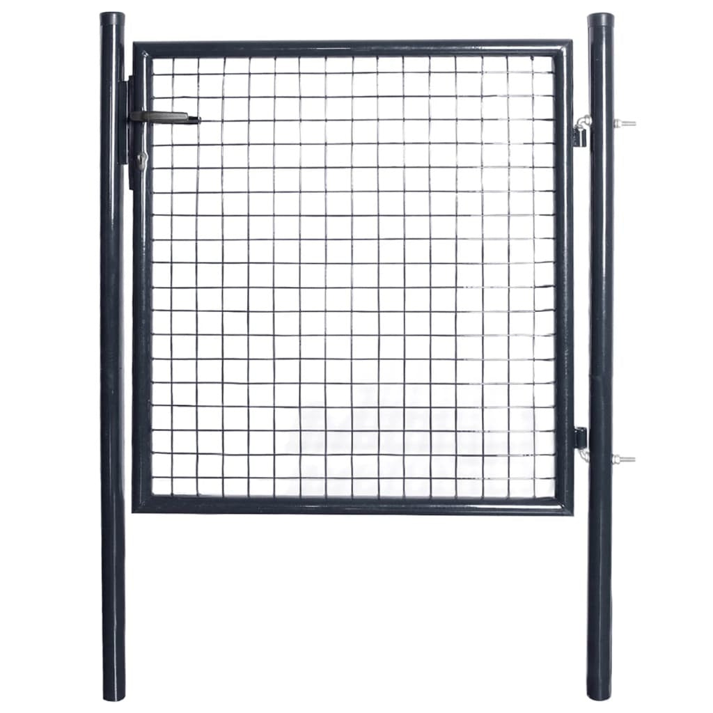 Mesh Garden Gate Galvanized Steel 33.7"x39.4" Gray
