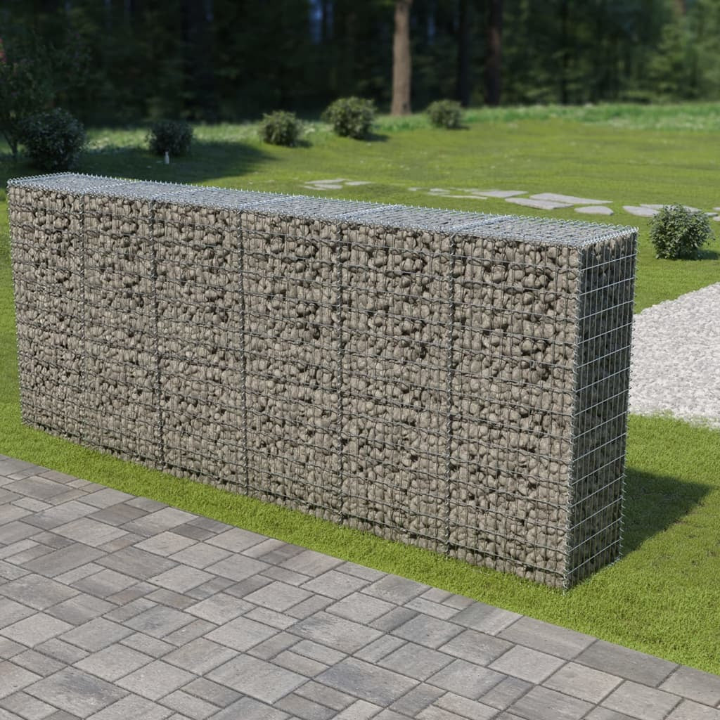 Gabion Wall with Covers Galvanized Steel 118"x19.7"x59"