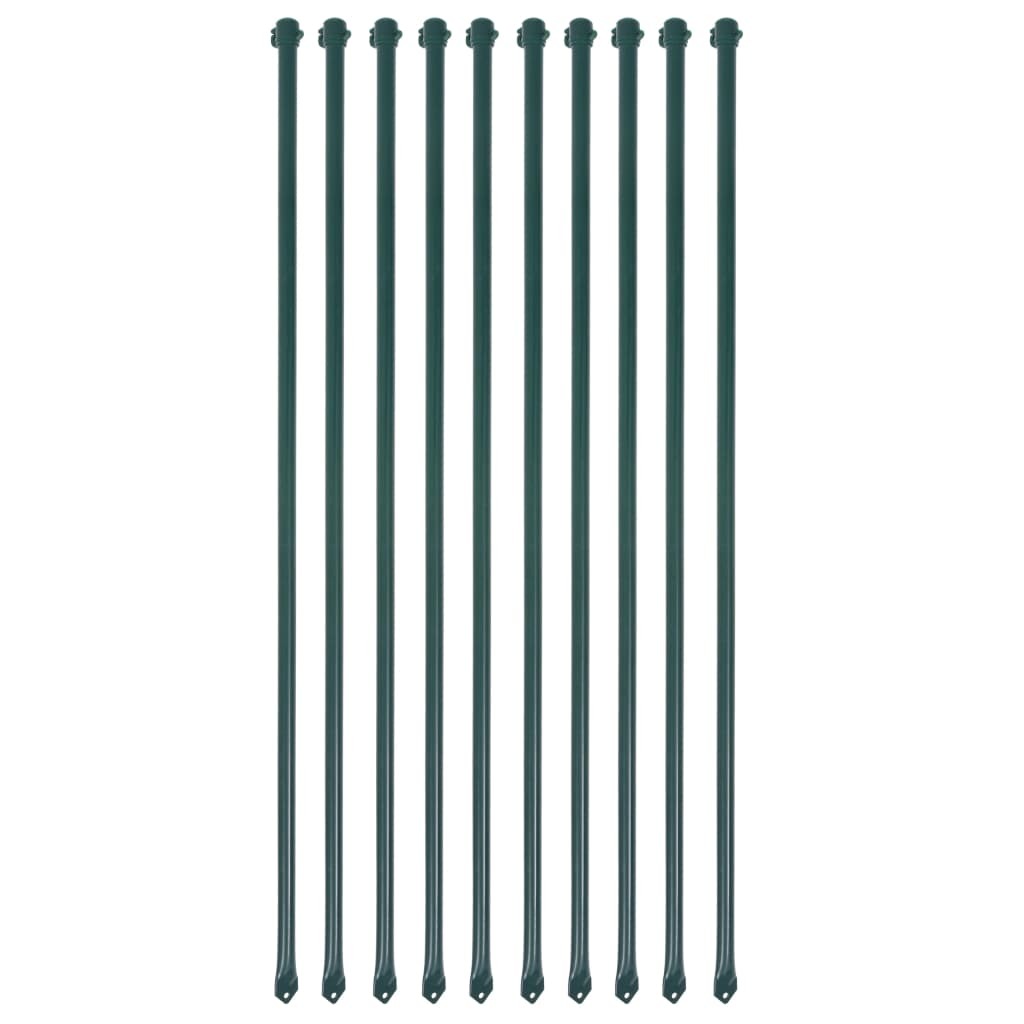 Garden Posts 10 pcs 39.4" Metal Green