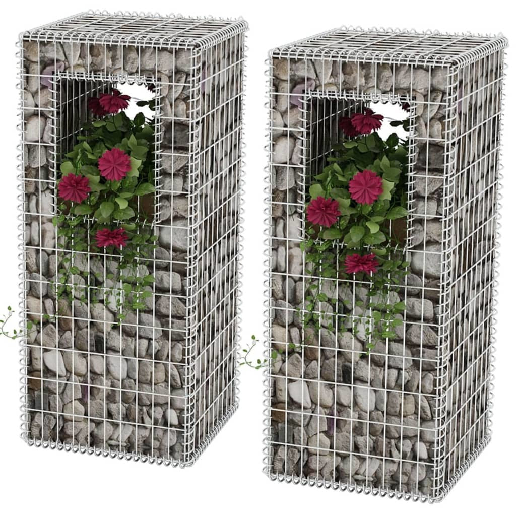 Gabion Basket Posts/Planters 2 pcs Steel 19.7"x19.7"x47.2"