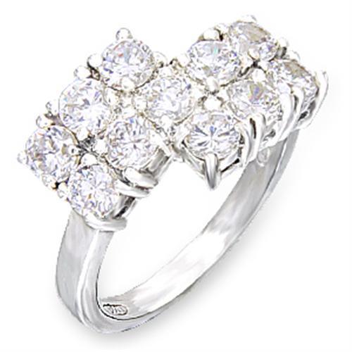 50117 - High-Polished 925 Sterling Silver Ring with AAA Grade CZ in Clear