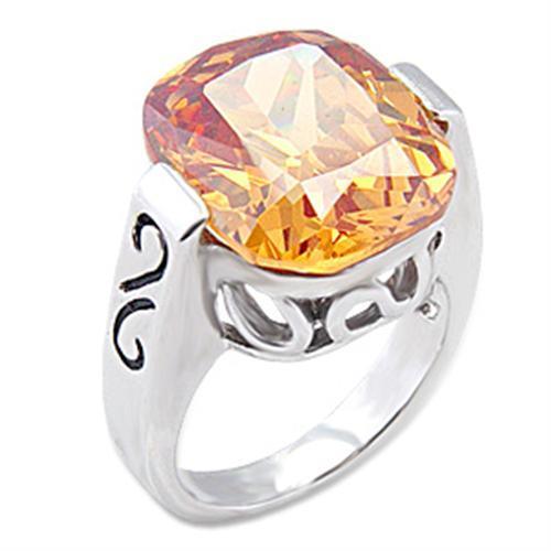 56317 - Rhodium Brass Ring with AAA Grade CZ in Champagne
