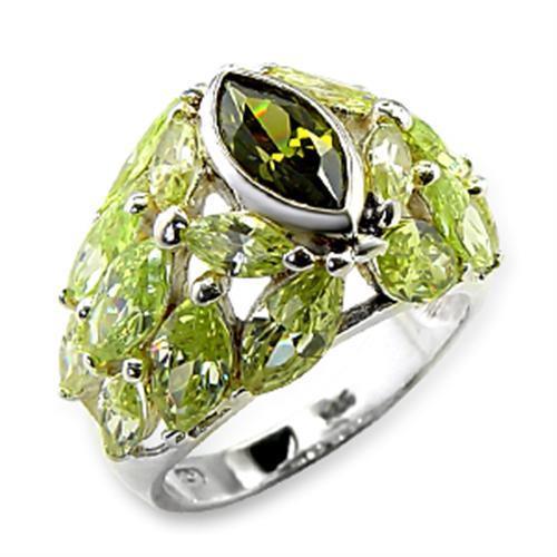 60618 - High-Polished 925 Sterling Silver Ring with AAA Grade CZ in Multi Color