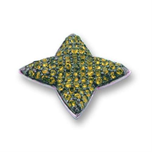 41704 - Rhodium + Ruthenium 925 Sterling Silver Pendant with AAA Grade CZ in Citrine