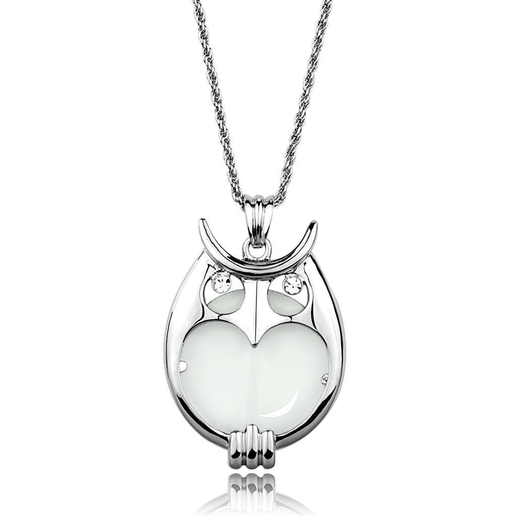 3W916 - Rhodium Brass Magnifier pendant with Top Grade Crystal in Clear