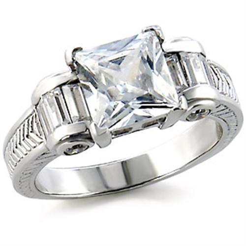 6X213 - High-Polished 925 Sterling Silver Ring with AAA Grade CZ in Clear