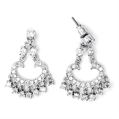 6X267 - High-Polished 925 Sterling Silver Earrings with AAA Grade CZ in Clear