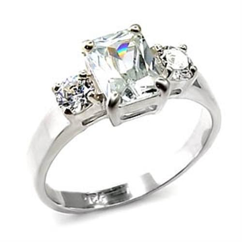 6X247 - High-Polished 925 Sterling Silver Ring with AAA Grade CZ in Clear