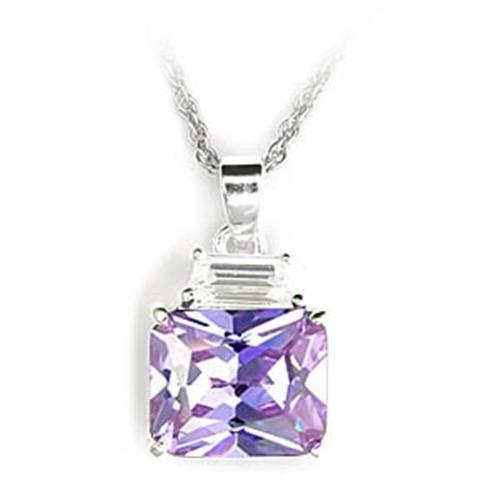 6X306 - High-Polished 925 Sterling Silver Pendant with AAA Grade CZ in Light Amethyst