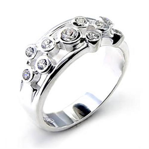 6X303 - High-Polished 925 Sterling Silver Ring with AAA Grade CZ in Clear