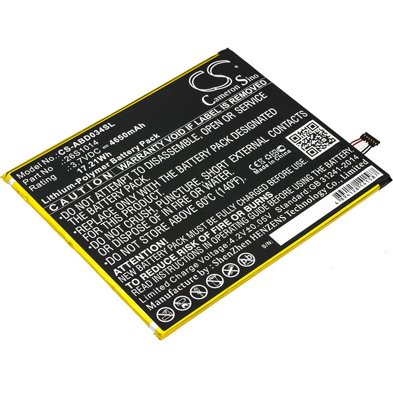 4650mAh Battery - CS-ABD034SL / Li-Polymer / Volts: 3.7