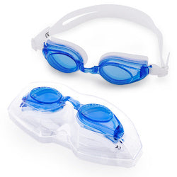 Adult Swimming Goggles with Case, Blue