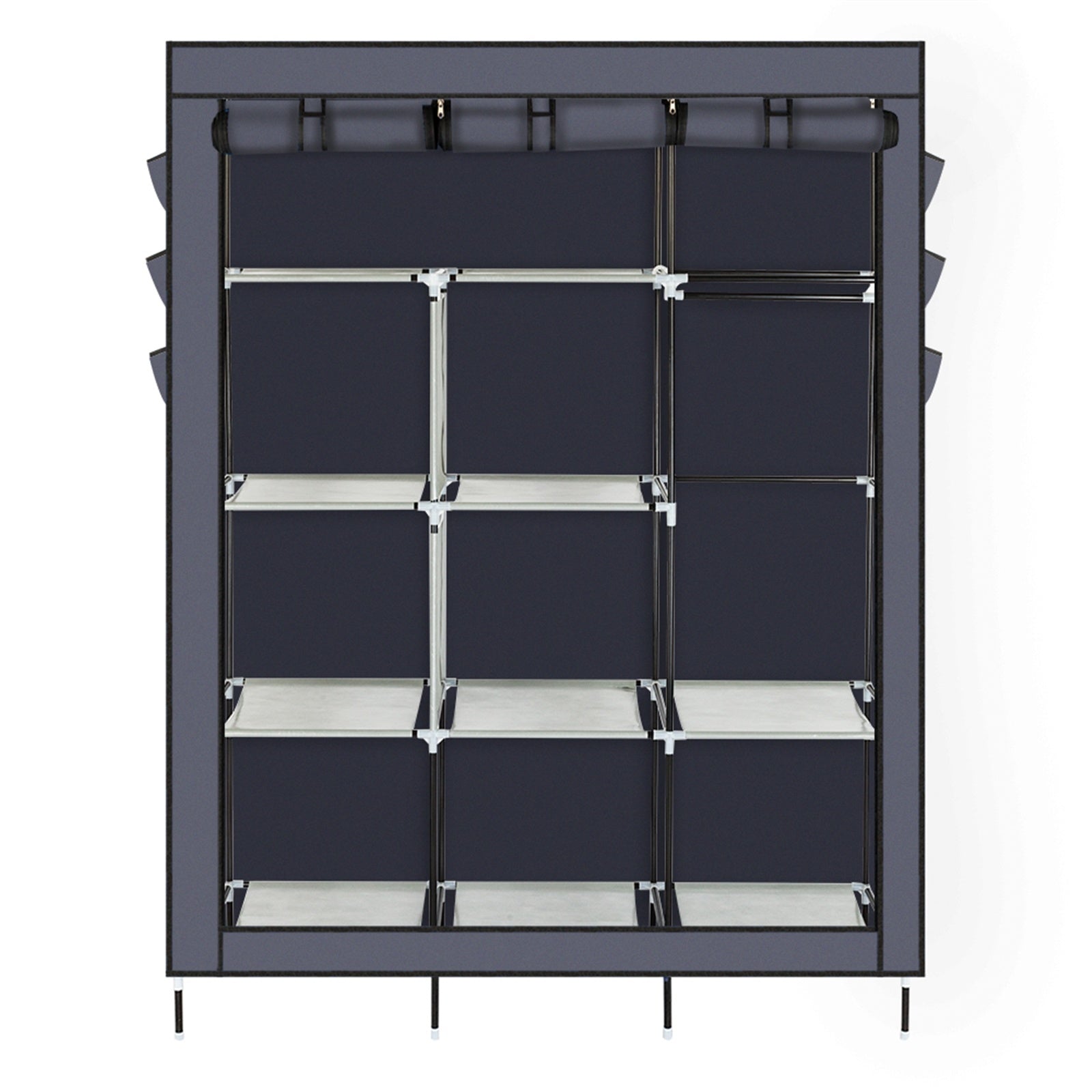 69" High-Leg Non-Woven Fabric Assembled Cloth Wardrobe Gray Simple Closet Shelves; Closet Storage Organizer; Extra Strong and Durable RT