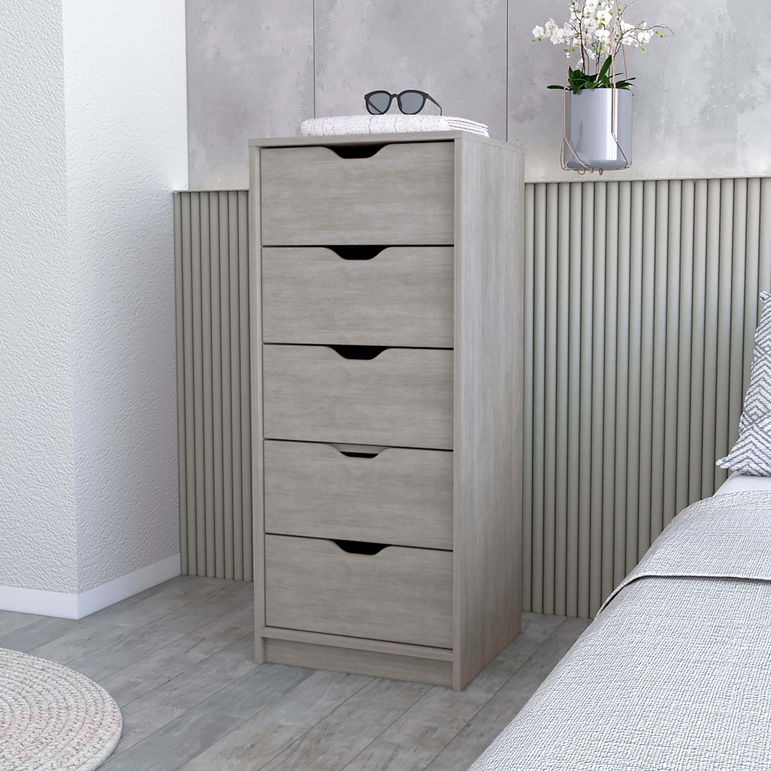 Logan Concrete Gray 5 Narrow Drawer Dresser