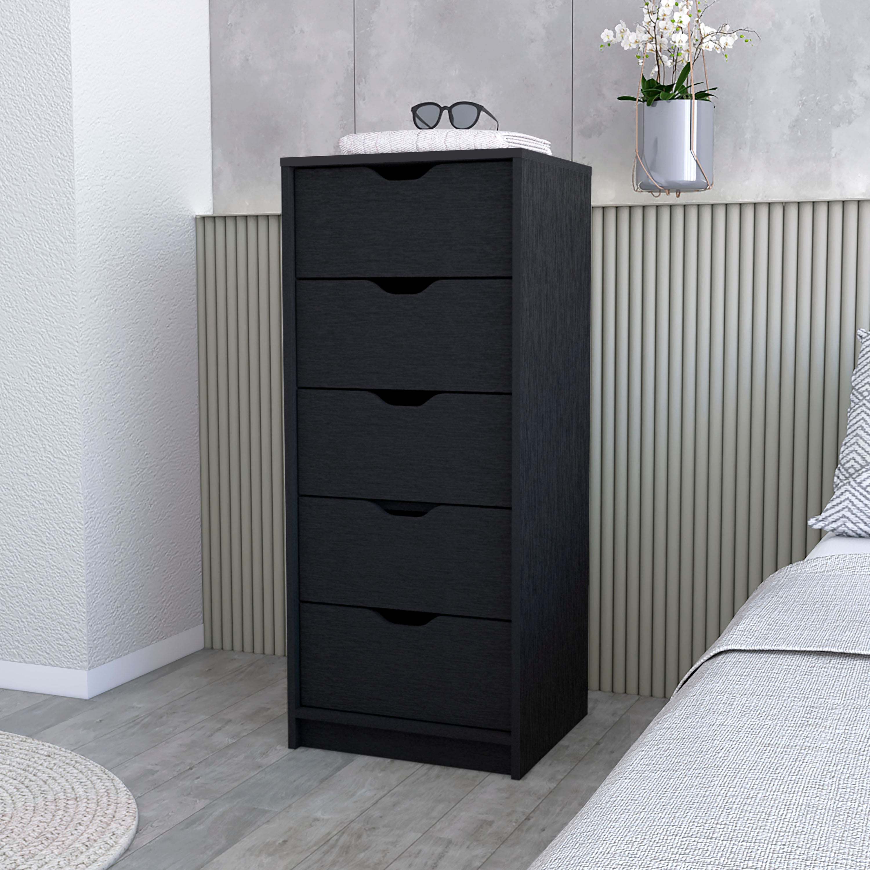 Logan Black 5 Narrow Drawer Dresser