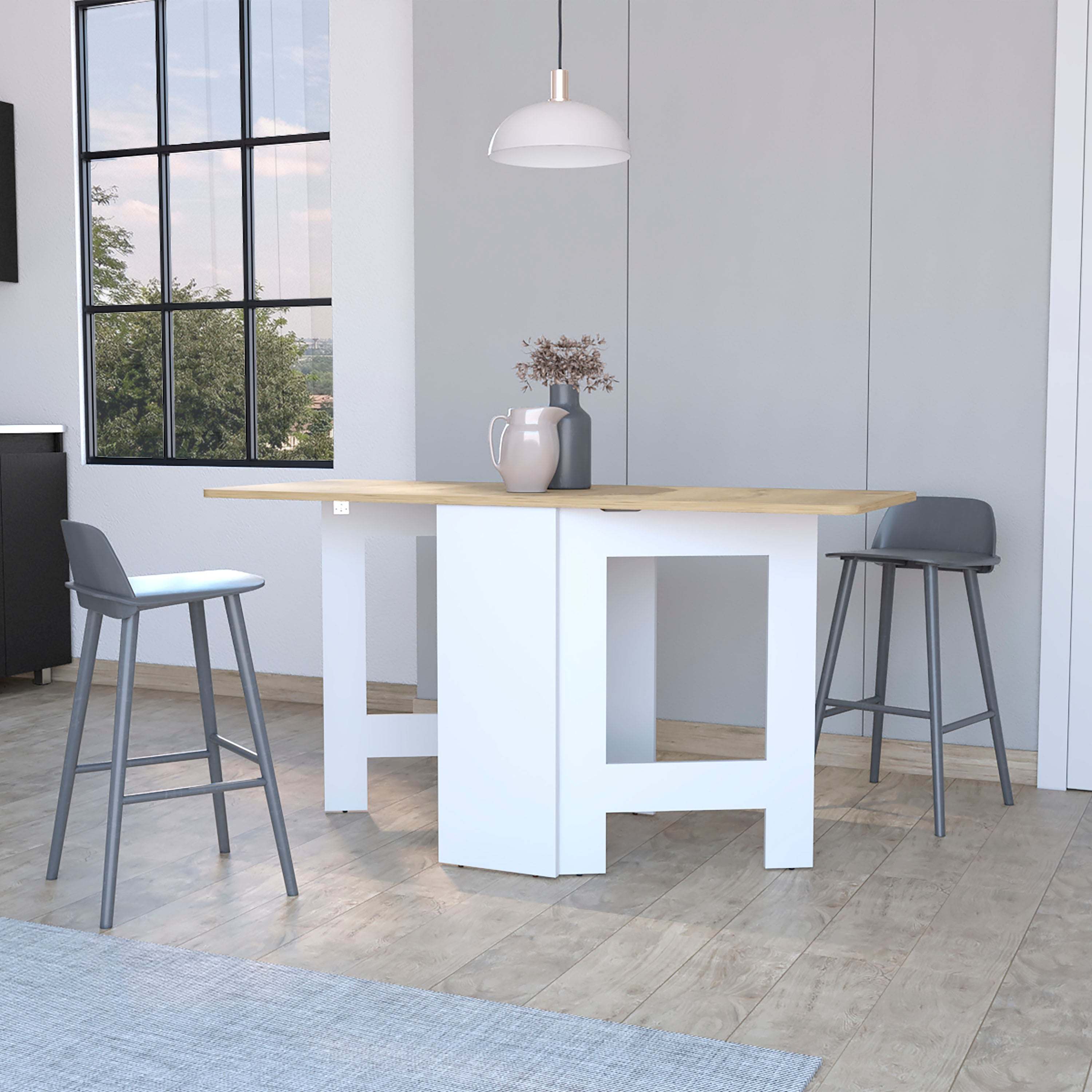 Cole White and Macadamia Folding Dining Table