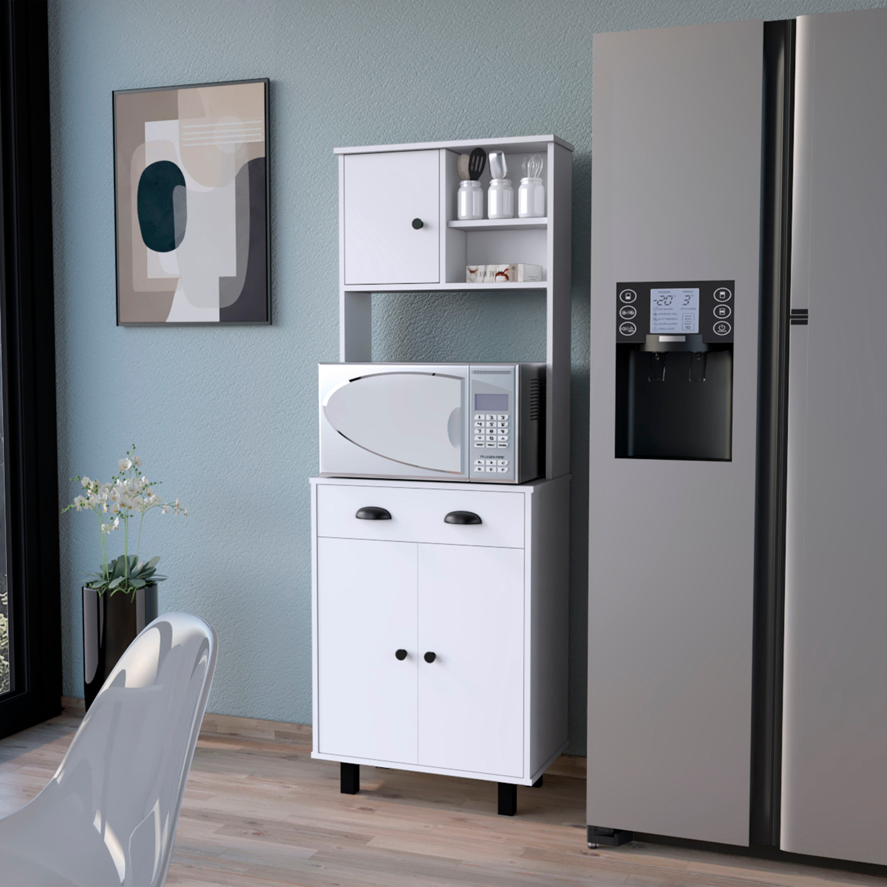 Emily White 1-Drawer Kitchen Pantry