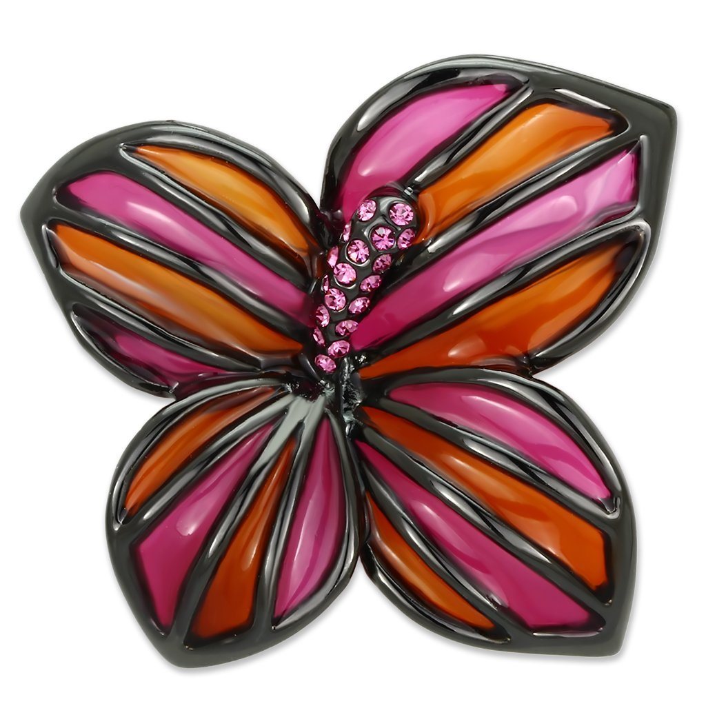 LO2766 - Ruthenium White Metal Brooches with Top Grade Crystal in Rose
