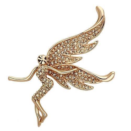 LO2863 - Flash Rose Gold White Metal Brooches with Top Grade Crystal in Champagne