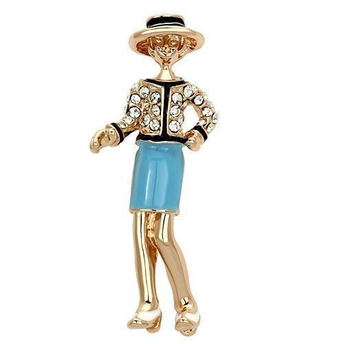 LO2885 - Flash Rose Gold White Metal Brooches with Top Grade Crystal in Clear