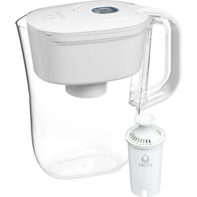 6 Cup Denali Water Filter Pitcher with 1 Brita Standard Filter, Bright White
