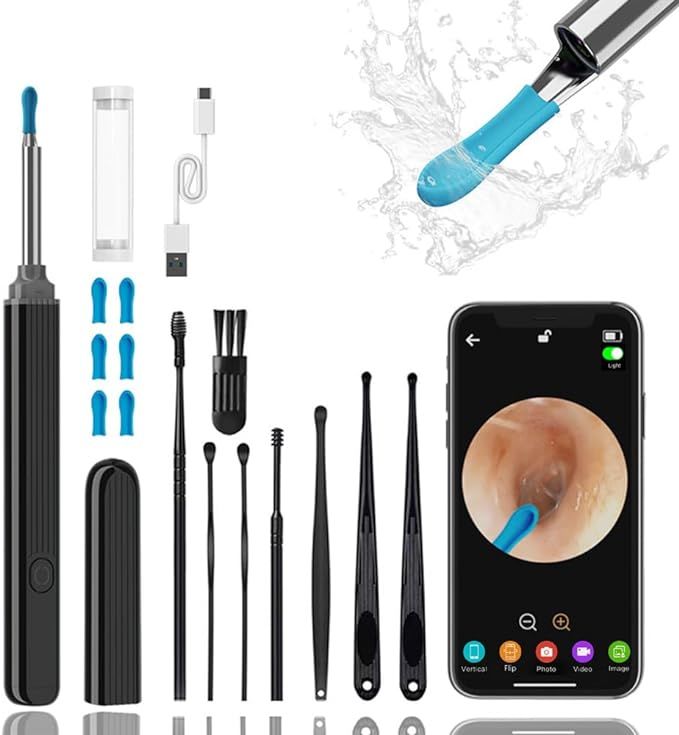 Ear Wax Removal Tool Camera - Ear Cleaner with 1080P HD Camera and Lights, Ear Wax Cleaner with 8 PCS Earwax Removal Kit, IP67 Waterproof Ear Camera Otoscope, Earwax Removal Kit with Camera