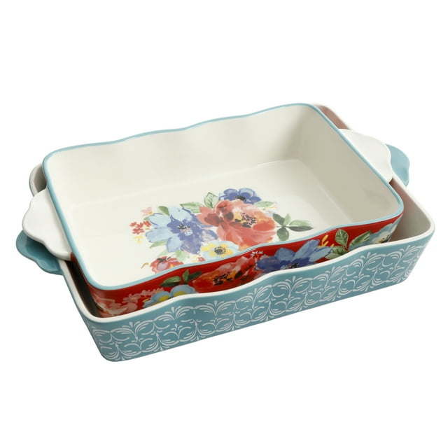 Rectangular Ceramic Bakeware Set, Multiple Patterns, 2-Piece