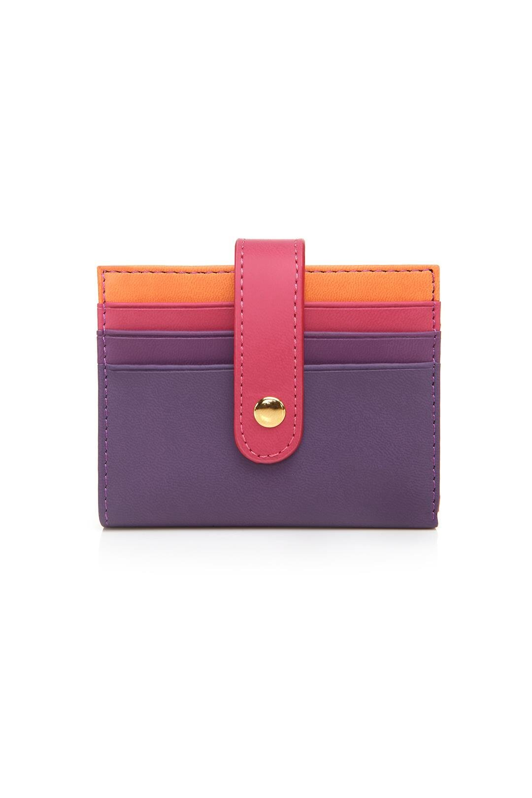 Case Look Women's Purple Colored Snap Card Holder Jojo 03