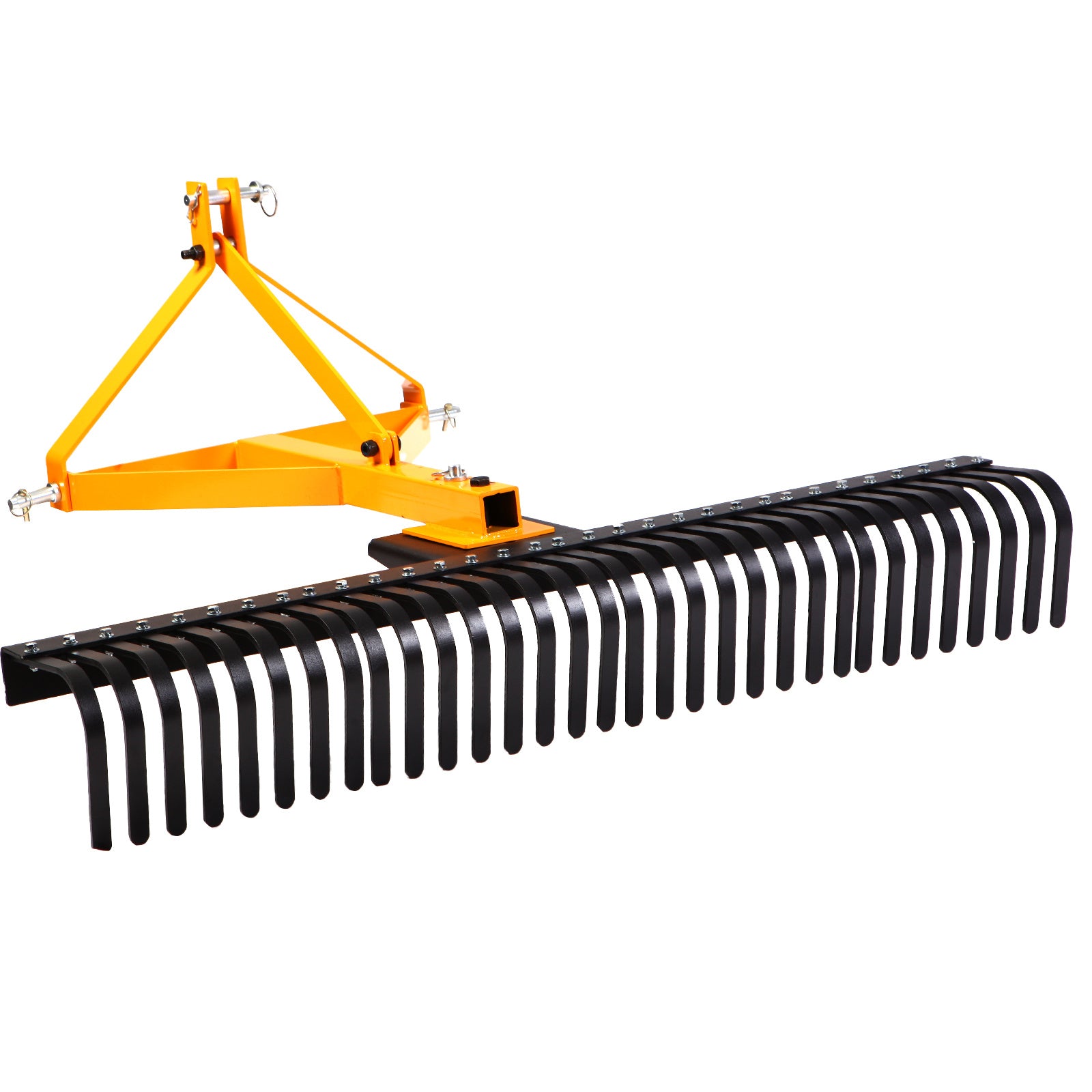 Landscape Rock Rake Lawn Tractor Rake Heavy Duty 360°Rotation Tow-Behind Fit Category 1 Tractor Perfect for Garden Lawn Care and Landscaping