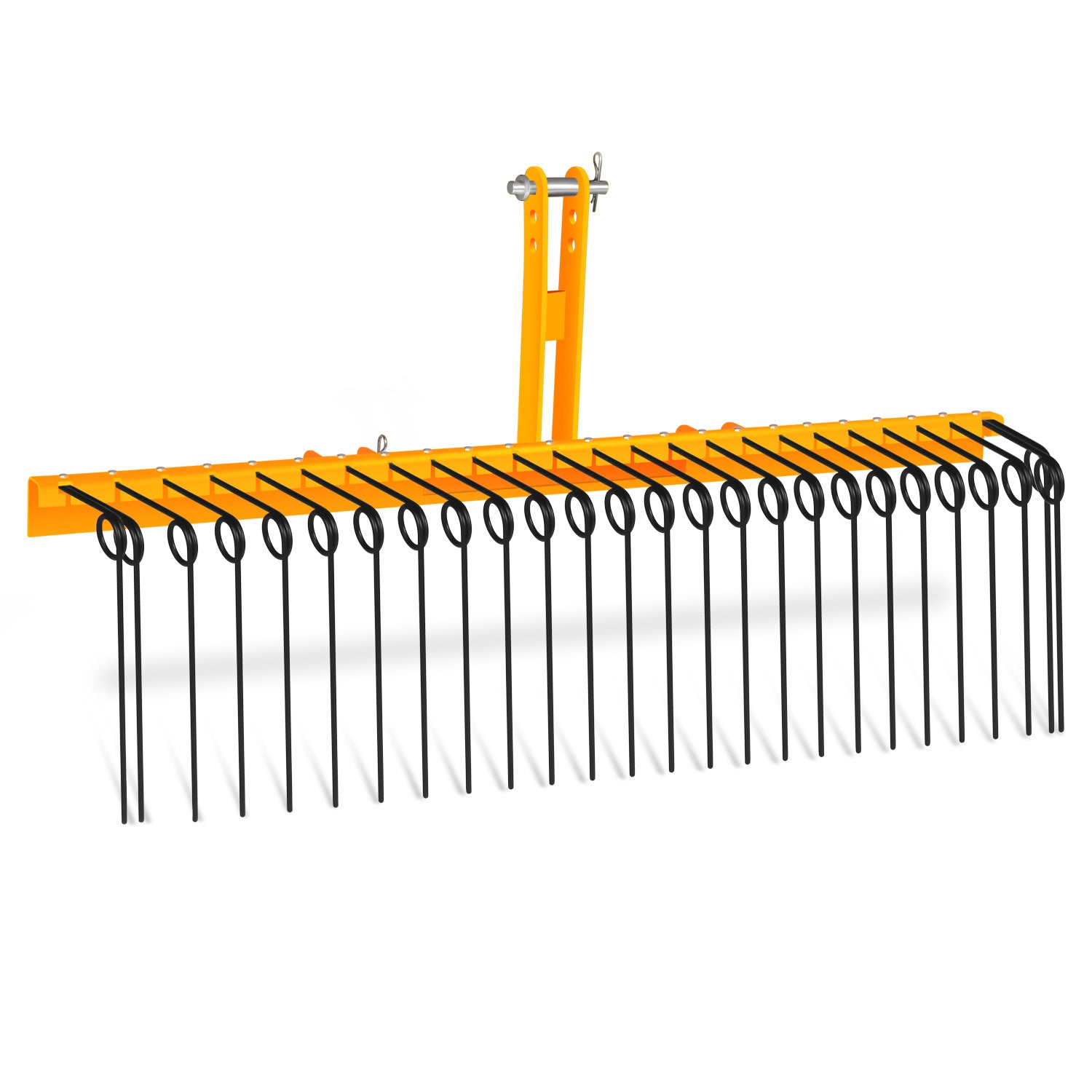Steel Pine Straw Rake Landscape Rake for Tractor Attachments 3 Point Fit to Cat0 Cat 1 Tractors Durable Powder Coated Steel Drag-Behind