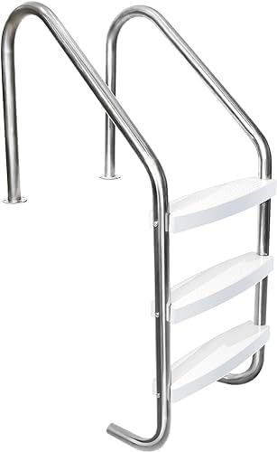 Swimming Pool Ladder, Stainless Steel Pool Steps for Inground Pools, 3 Step Non-Slip Treads Pool Stairs with Ergonomic Pool Handrails, Easy Assembly and Climbing