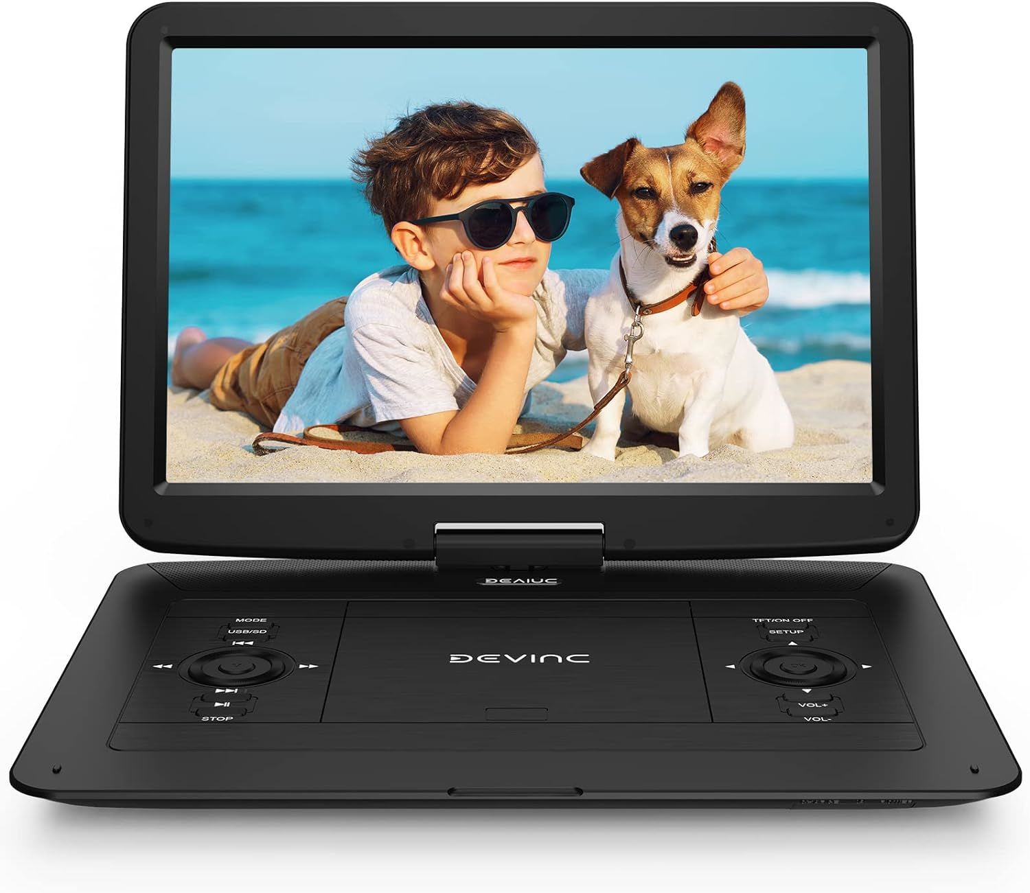 17.9" Portable DVD Player with 15.6" HD Swivel Screen, Support Multiple DVD CD Formats/USB/SD Card/Sync TV, 6 Hours Rechargeable Battery, Car Charger,