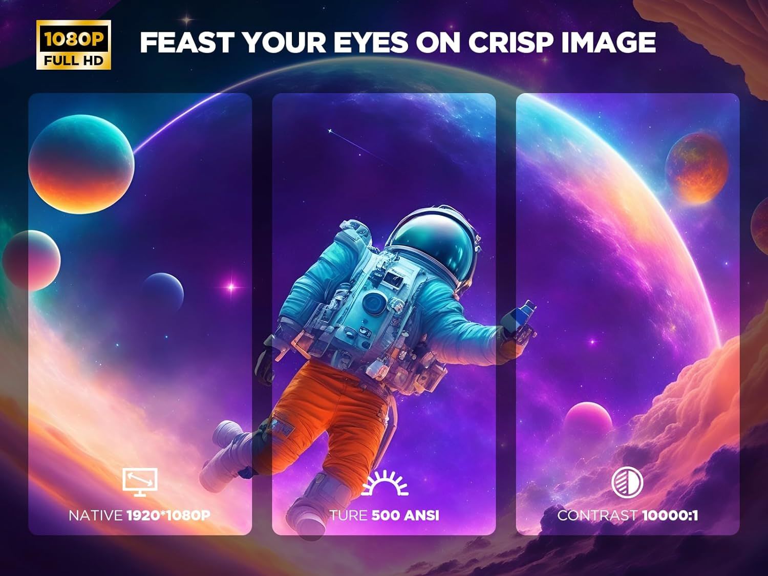 Projector with 5G WiFi and Bluetooth, DBPOWER Native 1080p Movie Projector Built-in Netflix, 500ANSI Portable Smart Projector 4K with Dolby Audio for